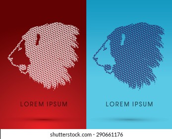 Lion Face, Head, side view, designed using triangle pattern graphic vector.