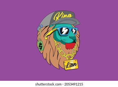 Lion Face Head t-shirt print, tee print, jeans, clothing, fashion and other printing products Design Vector illustration By Hammad Graphics