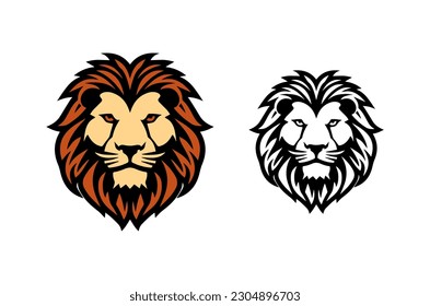 Lion face head vector illustration design template. Suitable for logo design, sticker, print on demand, for a tattoo and many more