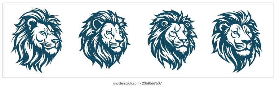 lion face head vector style logo elements silhouette pack