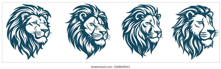 lion face head vector style logo elements silhouette pack