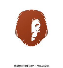 Lion Face heraldic animal element. Heraldic Coat of Arms decorative logo isolated vector illustration.