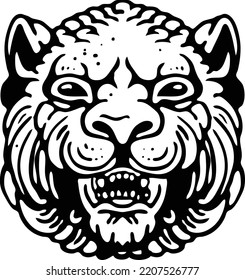 Lion face heraldic vector ilustration lineart