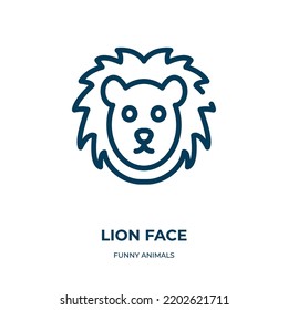 Lion Face Icon. Linear Vector Illustration From Funny Animals Collection. Outline Lion Face Icon Vector. Thin Line Symbol For Use On Web And Mobile Apps, Logo, Print Media.