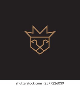 lion face and king crown icon .eps
