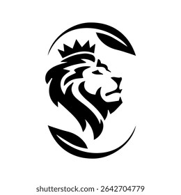 lion face in leaves logo design vector file