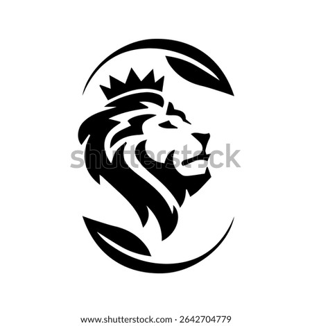 lion face in leaves logo design vector file