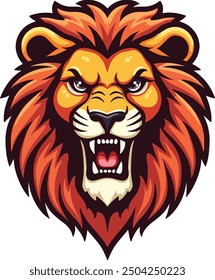 Lion face logo design. Lion head emblem for sport, e-sport teams and t-shirt design. Vector illustration