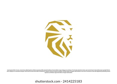 Ilustración de diseño del logo de la cara de león. La silueta animal, las garras de león colocan el pelo en la autoridad valiente del pacífico zoológico rey tranquilo. Creativo único abstracto, sencillo símbolo de icono plano honra orgullo elegante cresta de lujo.