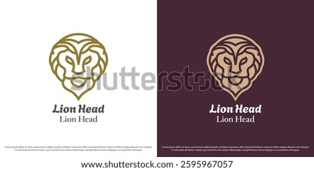 Lion face logo design illustration vector. Lion animal face silhouette fangs claws carnivores. Abstract minimal simple icon symbol royal honor majesty luxury.