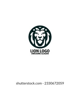 lion face logo design line color