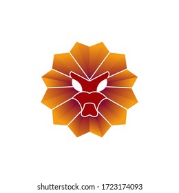 este es un concepto de león con flores. plantilla de logotipo