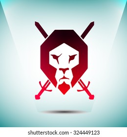 Lion face logo emblem for business. T-shirt design. 