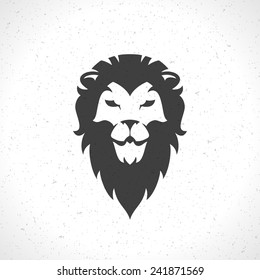 Lion face logo emblem template for business or t-shirt design. Vector Vintage Design Element.