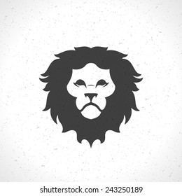 Lion face logo emblem template for business or t-shirt design. Vector Vintage Design Element.