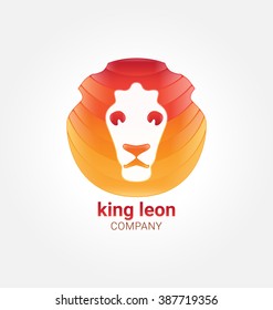 Lion face logo emblem template  - Colorful design - Overlapping gradients icon