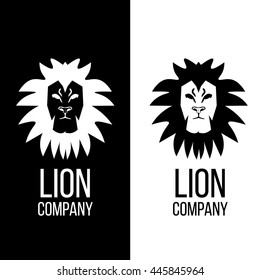 Lion face logo emblem template for business or t-shirt design. Vector Vintage Design Element.