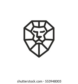 Lion face logo emblem template for business or t-shirt design. Vector shield shape design element.