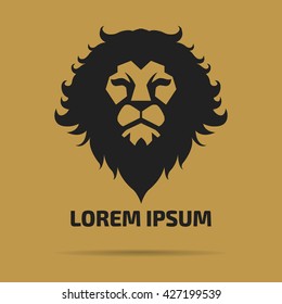  Lion face logo emblem template.-Vector illustration.