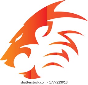 lion face logo with fire color