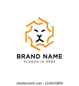 Lion face logo template.