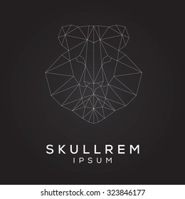 Lion face logo template for business. Abstract lion head with grid lines. Vector illustration.