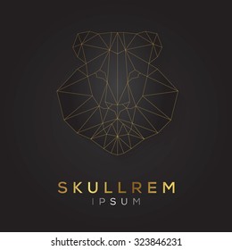 Lion face logo template for business. Abstract lion head with grid lines. Vector illustration.