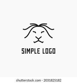 Lion face logo vector illustration design with simple line art style