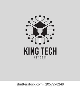 Lion face look like chip set technology logo design illustration