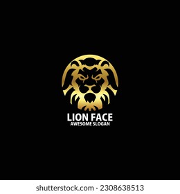 lion face with luxury logo design icon