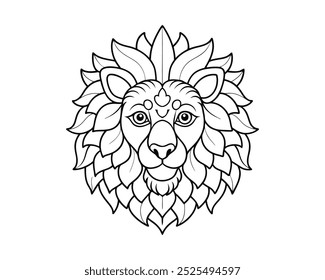 Lion face mandala line art eps file 