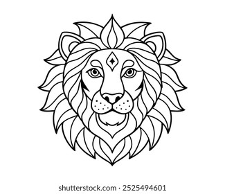 Lion face mandala line art eps file 