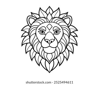 lion face mandala line art eps file 