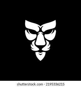 Lion face mask in the dark flat style