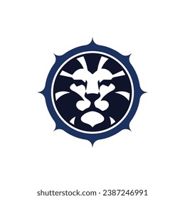 lion face on frame logo icon vector design graphic