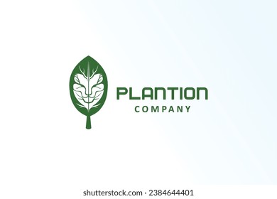 lion face on leaf minimalist elegant modern simple logo vector