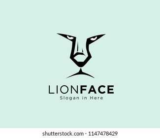 lion face pen art logo