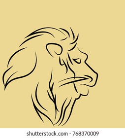 Lion face  profile silhouette