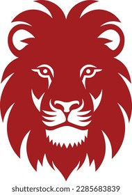 Lion Face Red Simple Flat