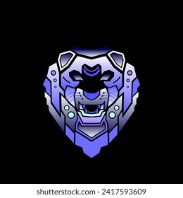 Lion Face Robotic Blue Vector