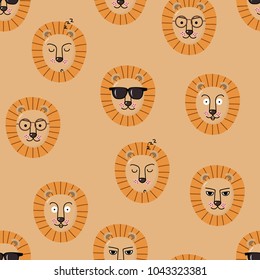 lion face seamless pattern and background