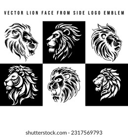 Lion Face From Side Logo Emblem Vector