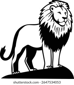 Lion Face Silhouette in Details Vector Illustration  