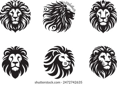 Lion Face Silhouette Vector Icon illustration