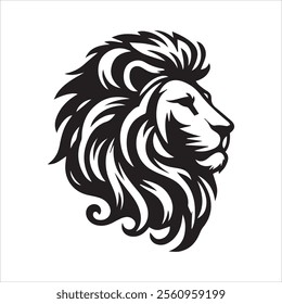 Lion Face, Silhouettes Lion Face EPS, black and white lion vector