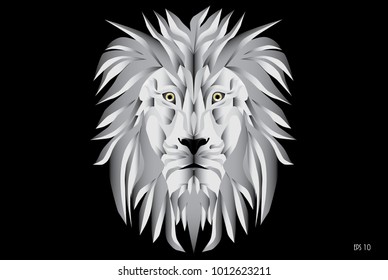 Lion face (silver tone) graphic design in 3D vector, Eps 10 vector