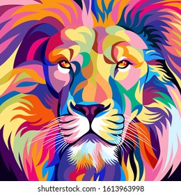 lion face, simple design, colorful. - Vector.