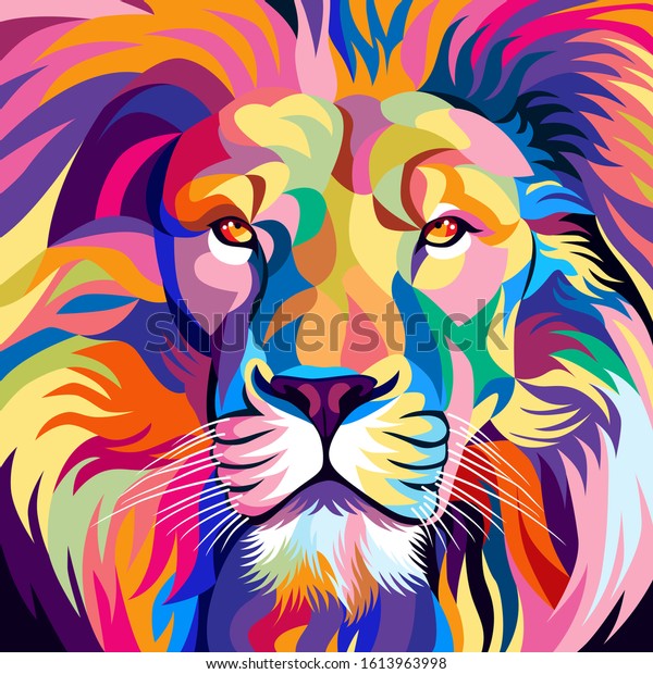 Lion Face Simple Design Colorful Vector Stock Vector (Royalty Free ...