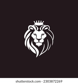 Lion face simple line art illustration logo, symbol, icon, template