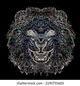 The lion face sketch is suitable for t-shirt screen printing